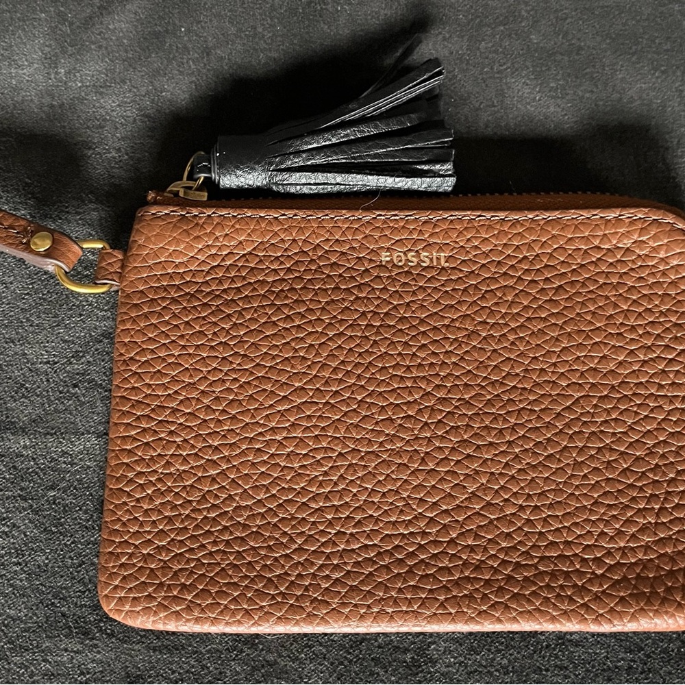 Fossil cow hide wristlet.